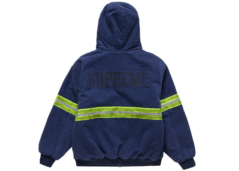 Supreme Reflective Stripe Hooded Work Jacket Navy