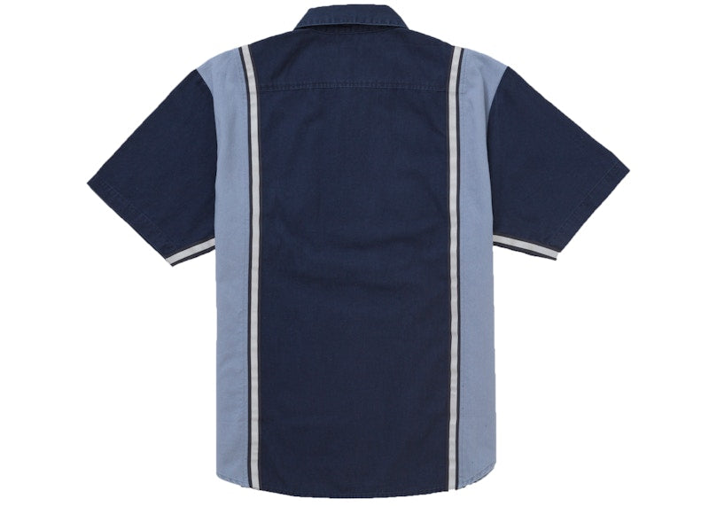 Supreme Reflective Stripe S/S Work Shirt Navy