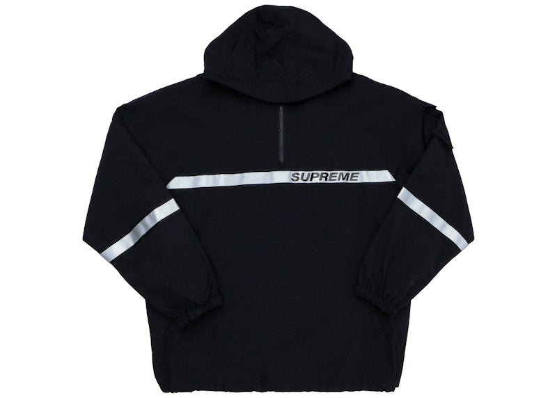 Supreme Reflective Taping Hooded Pullover Black