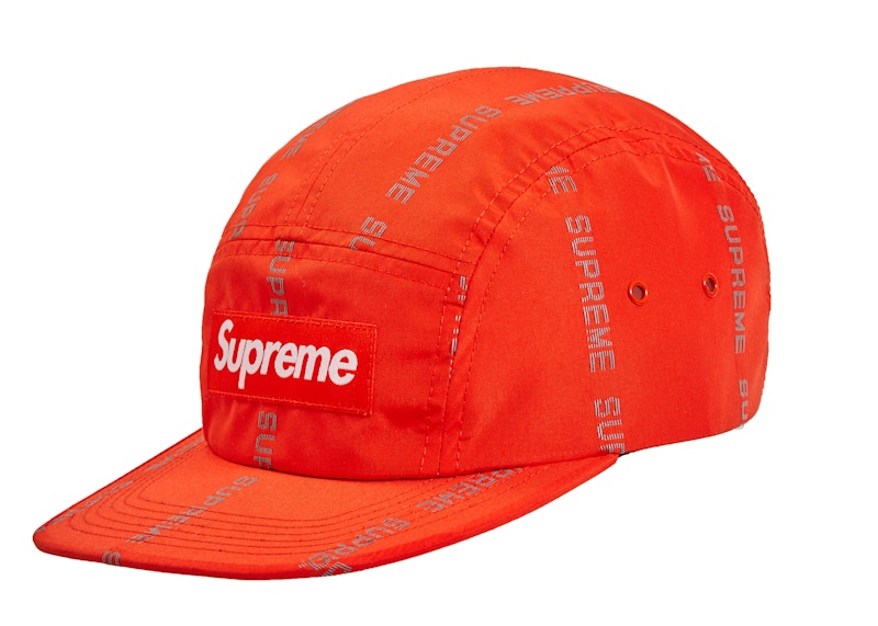 Supreme Reflective Text Camp Cap Orange
