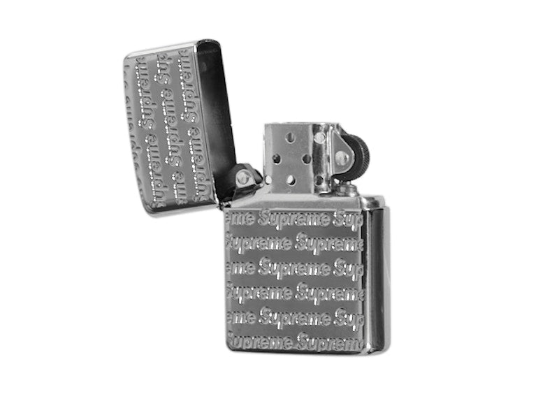 Supreme Repeat Engraved Zippo Silver