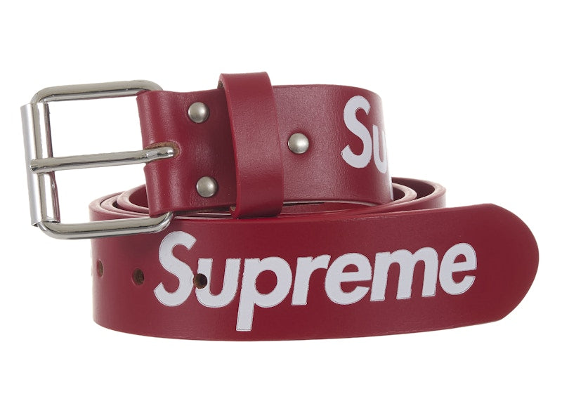 Supreme Repeat Leather Belt (FW25) Red
