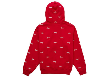 Supreme Repeat Script Zip Up Hooded Sweatshirt Red