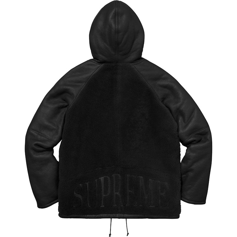 Supreme Reversed Shearling Hooded Jacket Black