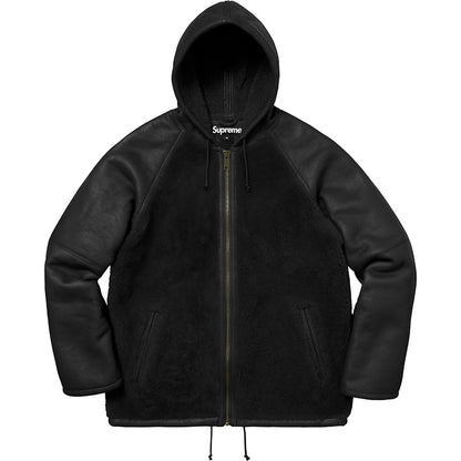 Supreme Reversed Shearling Hooded Jacket Black