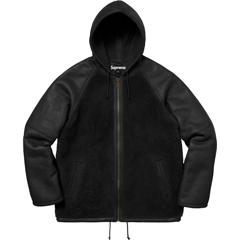 Supreme Reversed Shearling Hooded Jacket Black
