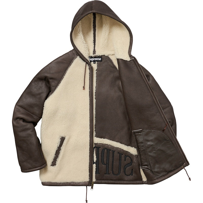 Supreme Reversed Shearling Hooded Jacket Brown