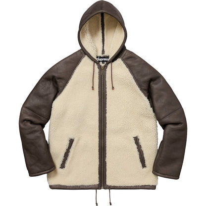 Supreme Reversed Shearling Hooded Jacket Brown