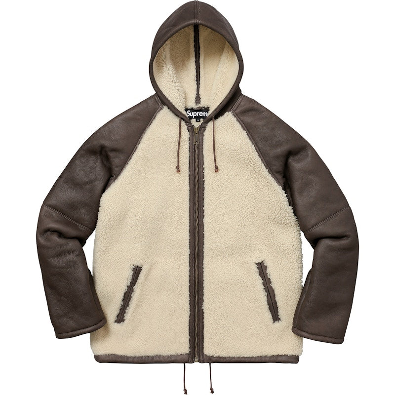 Supreme Reversed Shearling Hooded Jacket Brown