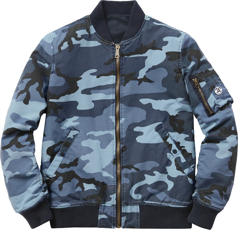Supreme Reversible Cotton Ma 1 Jacket Blue Camo