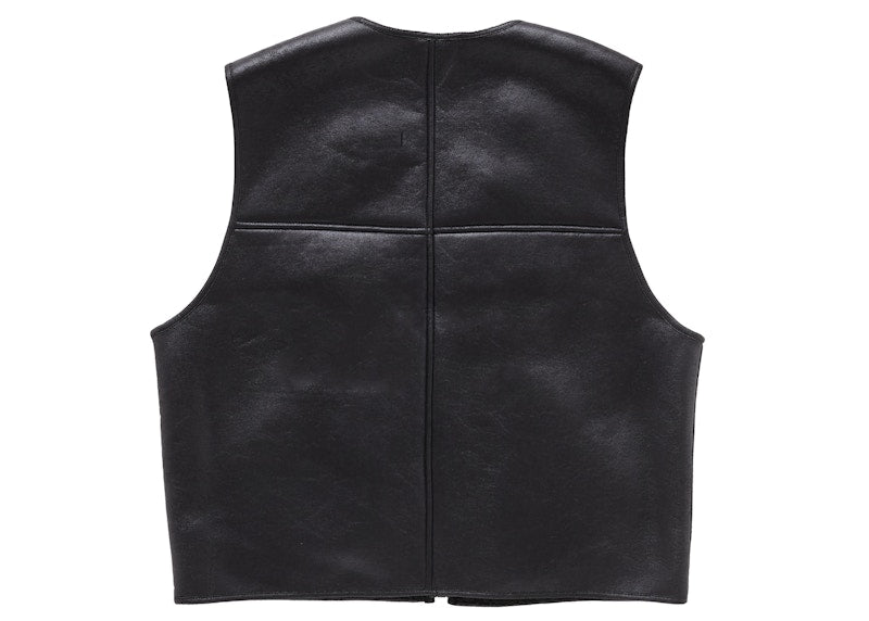 Supreme Reversible Faux Shearling Work Vest Black