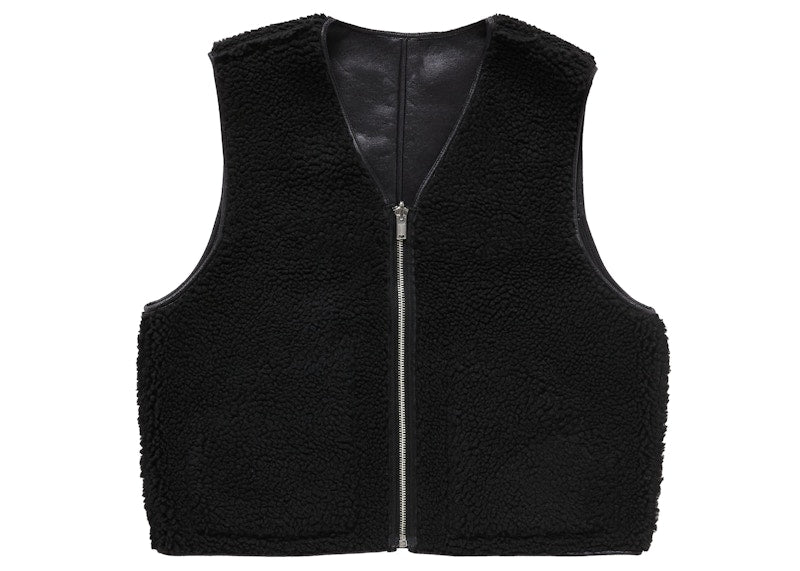 Supreme Reversible Faux Shearling Work Vest Black