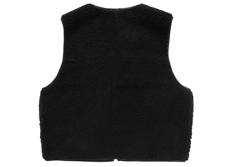 Supreme Reversible Faux Shearling Work Vest Black