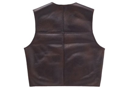 Supreme Reversible Faux Shearling Work Vest Brown