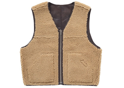Supreme Reversible Faux Shearling Work Vest Brown
