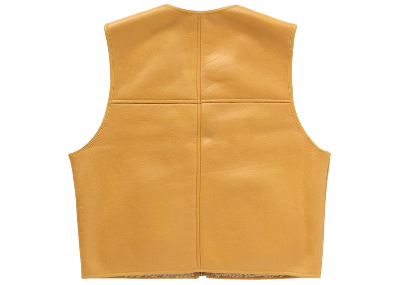 Supreme Reversible Faux Shearling Work Vest Yellow