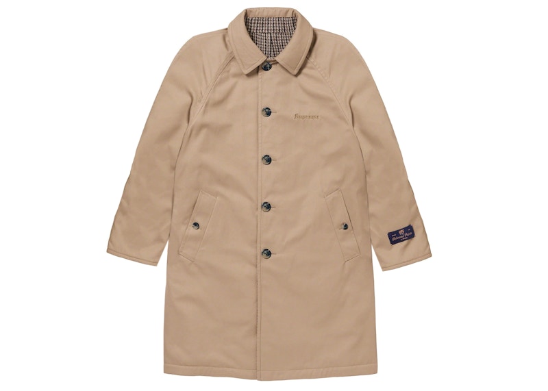 Supreme Reversible Houndstooth Overcoat Tan
