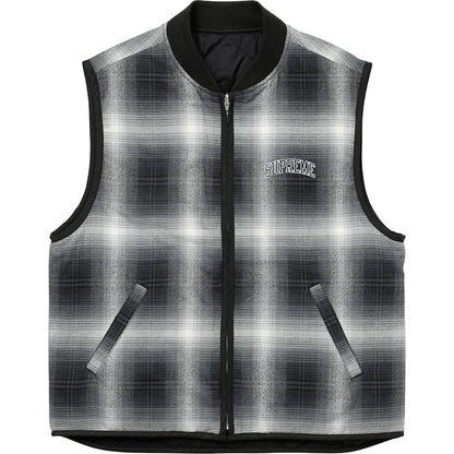 Supreme Reversible Shadow Plaid Vest Black