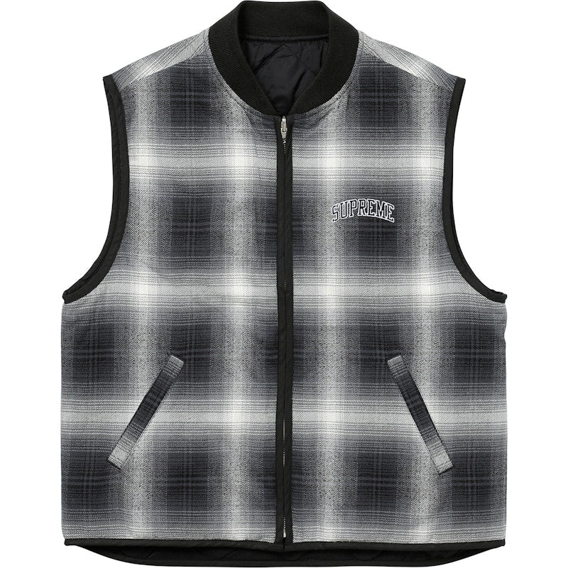 Supreme Reversible Shadow Plaid Vest Black