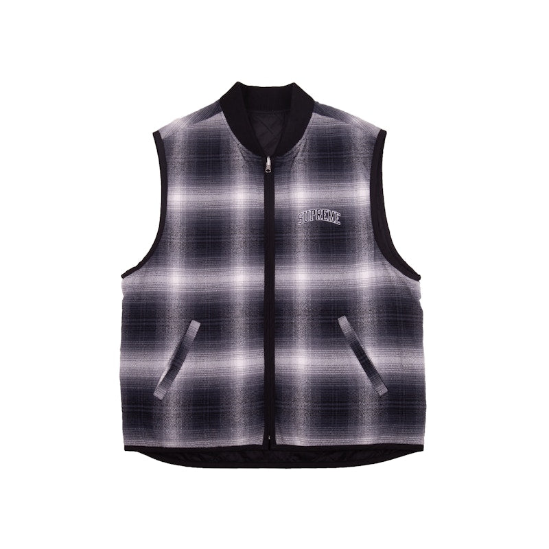 Supreme Reversible Shadow Plaid Vest Black