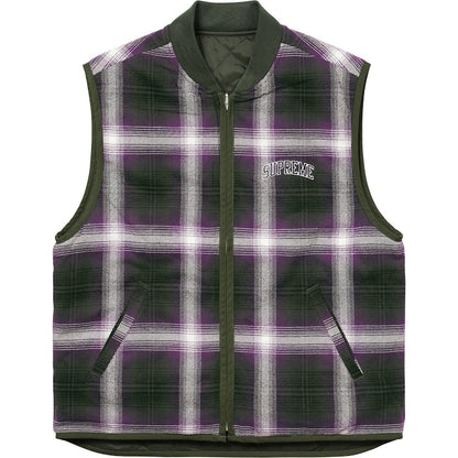 Supreme Reversible Shadow Plaid Vest Dark Green