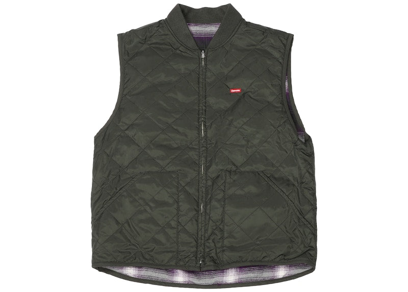 Supreme Reversible Shadow Plaid Vest Dark Green