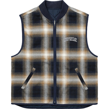 Supreme Reversible Shadow Plaid Vest Navy