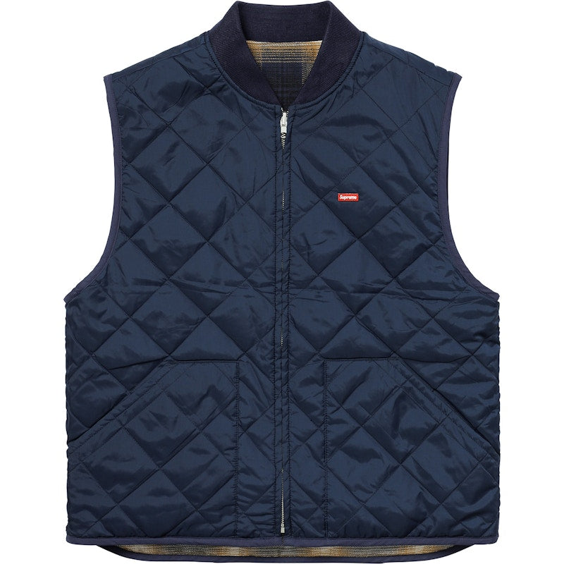 Supreme Reversible Shadow Plaid Vest Navy