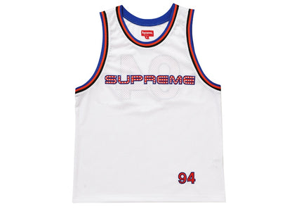 Supreme Rhinestone Basketball Jersey White