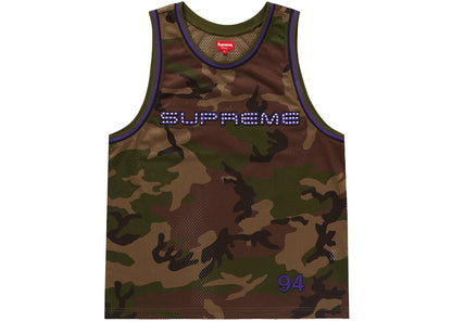 Supreme Rhinestone Basketball Jersey Woodland Camo