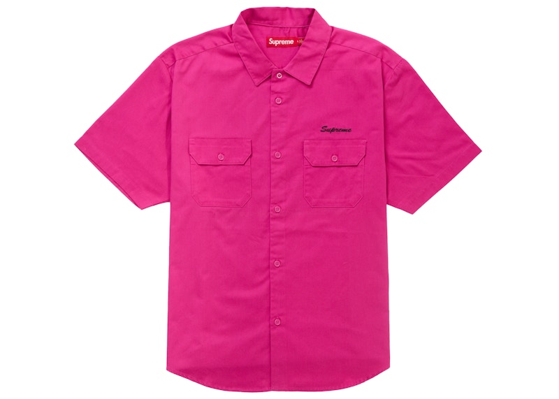 Supreme Rhinestone Pin Up S/S Work Shirt Fuchsia