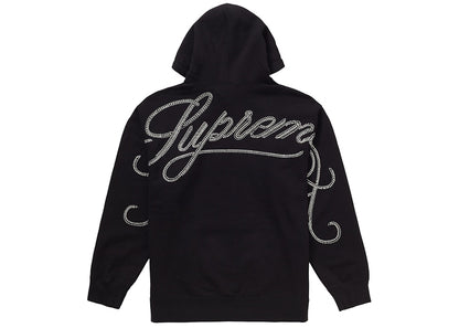 Supreme Rhinestone Script Hooded Sweatshirt Black