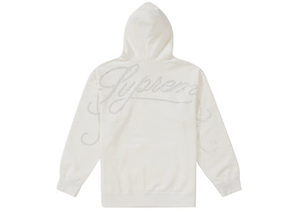 Supreme Rhinestone Script Hooded Sweatshirt White
