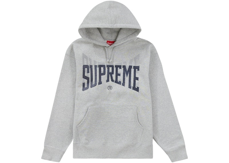 Supreme Rhinestone Shadow Hooded Sweatshirt Heather Grey
