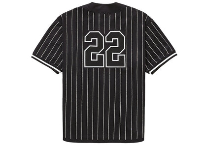 Supreme Rhinestone Stripe Baseball Jersey Black