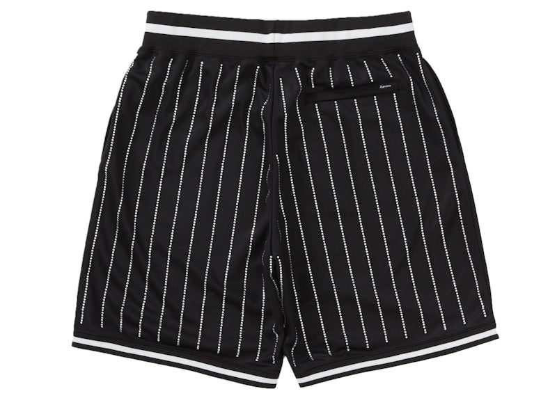 Supreme Rhinestone Stripe Basketball Short Black