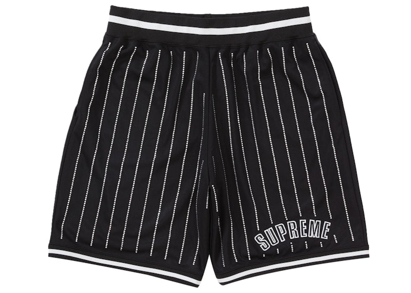 Supreme Rhinestone Stripe Basketball Short Black