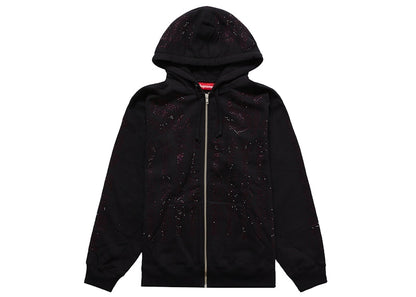 Supreme Rhinestone Zip Up Hooded Sweatshirt Black