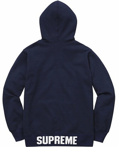 Supreme Rib Logo Zip Up Hoodie Navy