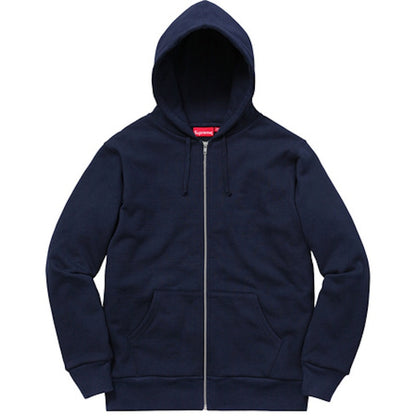 Supreme Rib Logo Zip Up Hoodie Navy