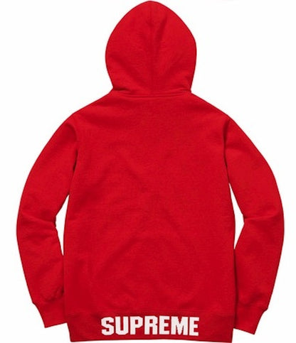 Supreme Rib Logo Zip Up Hoodie Red