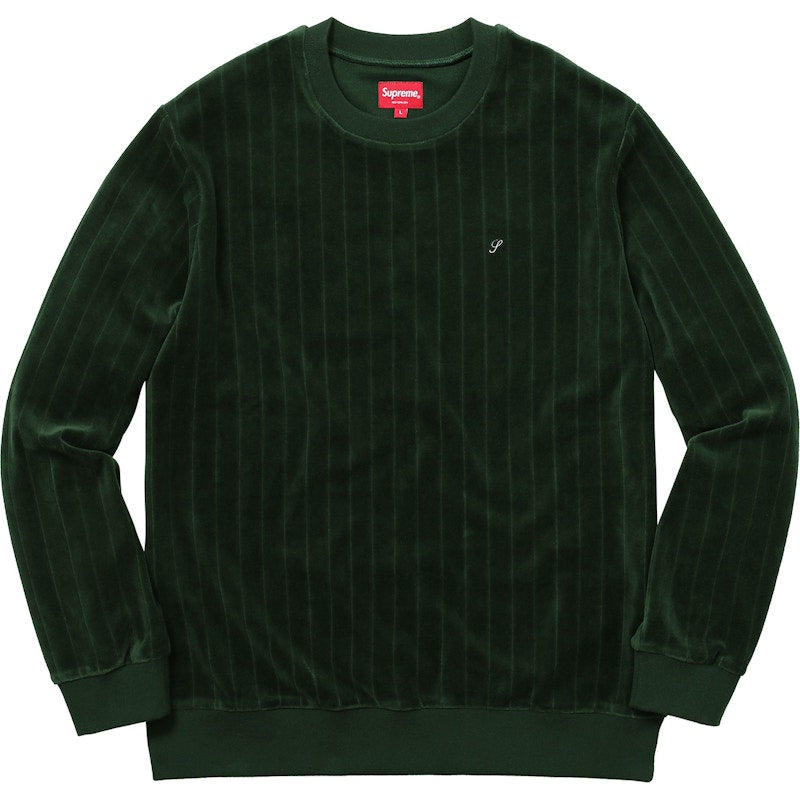 Supreme Ribbed Velour Crewneck Dark Green