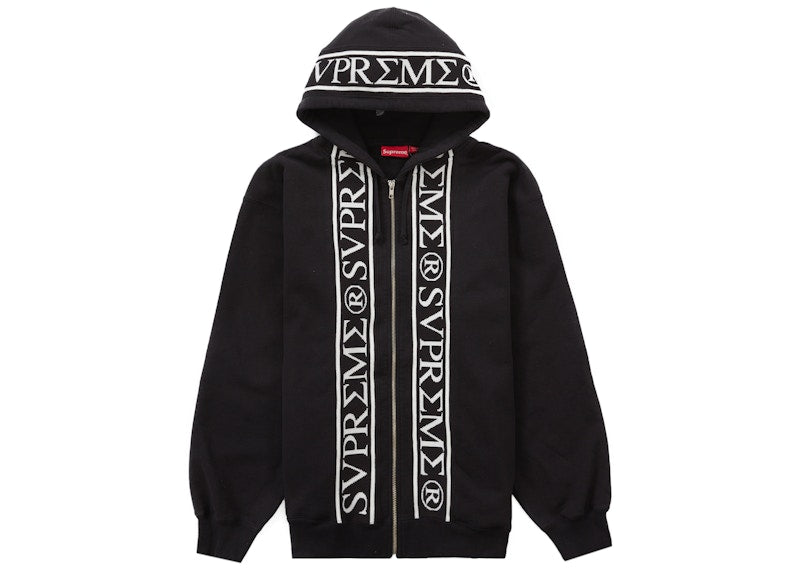 Supreme Roman Zip Up Hooded Sweatshirt Black