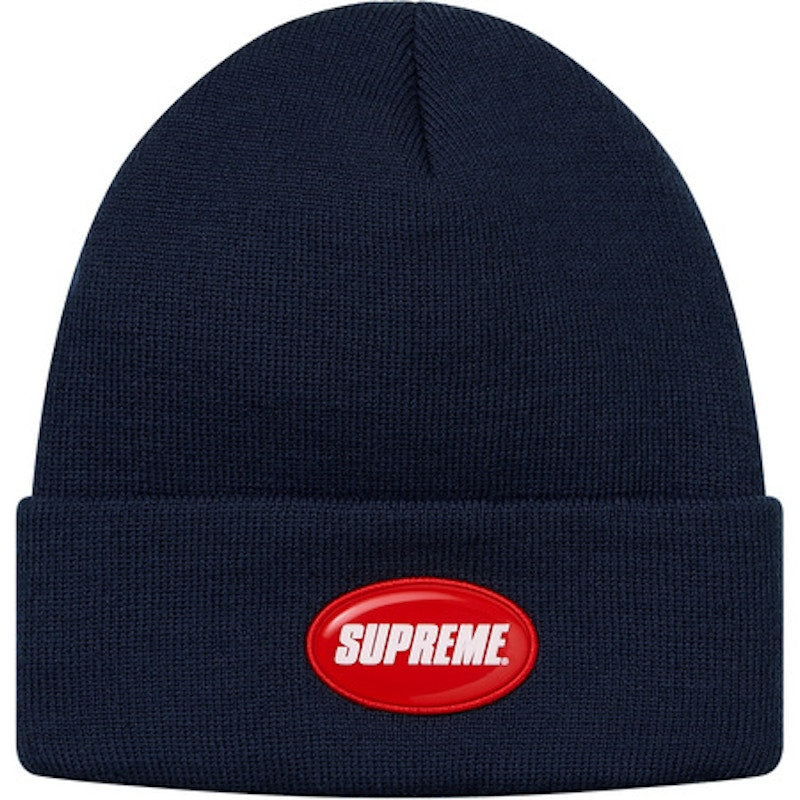Supreme Rubber Patch Beanie Navy