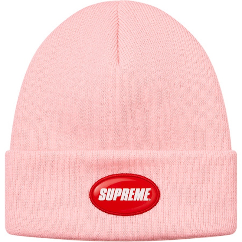 Supreme Rubber Patch Beanie Pink