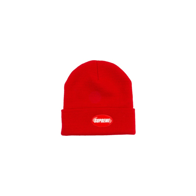 Supreme Rubber Patch Beanie Red