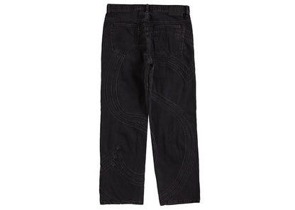 Supreme S Logo Loose Fit Jean Washed Black