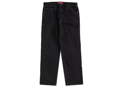 Supreme S Logo Loose Fit Jean Washed Black