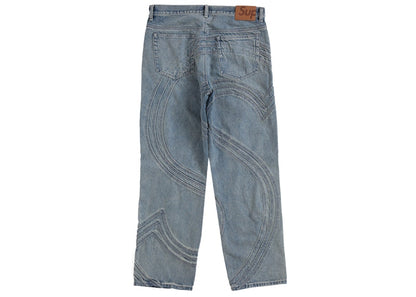 Supreme S Logo Loose Fit Jean Washed Blue