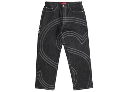 Supreme S Logo Rigid Baggy Jean Black